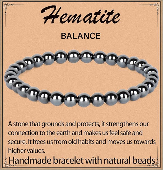 LPBeads Handmade Natural Gemstone Stretch Elastic Bracelet Healing Crystal Round Stone Beads Jewelry Gifts for Women Men