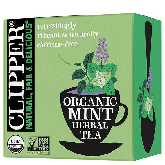 Clipper Tea Mint Herbal Teabags – Caffeine Free, USDA Organic, Great Hot or Iced – Refreshing, Natural, Fair & Delicious – 50 Tea Bags