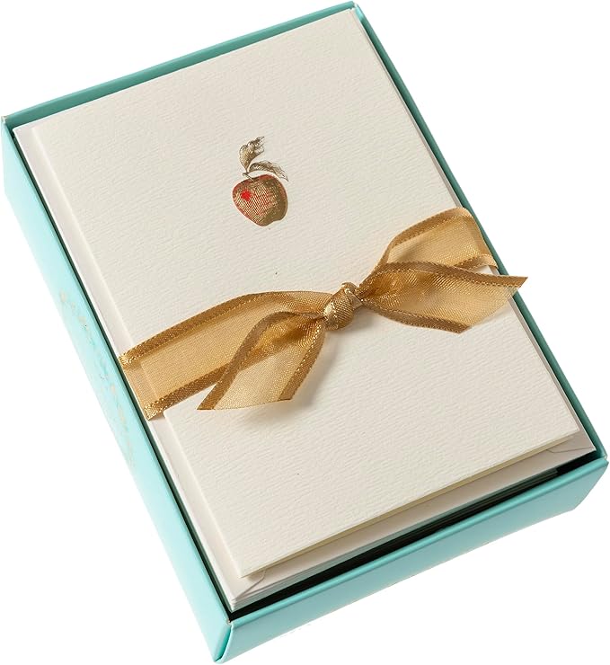 Graphique Apple Cards, Pack of 10 Cards with Envelopes, All Occasion Greetings, Blank Inside, Gold Foil Embossing, La Petite Press Collection Boxed Set, 3.25" x 4.75"
