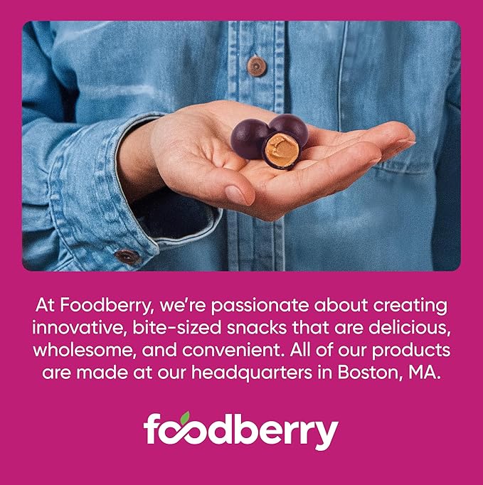 Foodberry Peanut Butter Trailberries, Nutritious Snack, Delicious Bites of Creamy Peanut Butter Coated in Real Fruit (Like Softer Fruit Leather), 4g Protein, 4g Fiber, Pack of 6