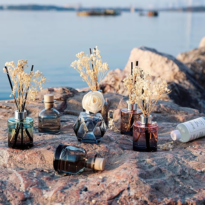 Brakula Reed Diffuser Set, 6.09 fl oz (180 ml)- Fresh Linen with 8 Reed Sticks, Home Fragrance Reed Diffuser for Bathroom Shelf Decor