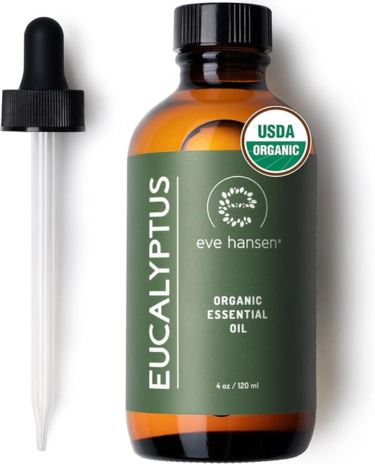 Eve Hansen Organic Eucalyptus Essential Oil 4oz | Topical & Aromatherapy | Sauna Essential Oil