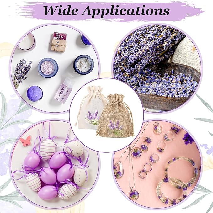 12 Pcs Lavender Sachet Bags, Empty Linen Gift Bags with Drawstring Lavender Canvas Pouch for Spice Jewellery DIY Craft Wedding Party