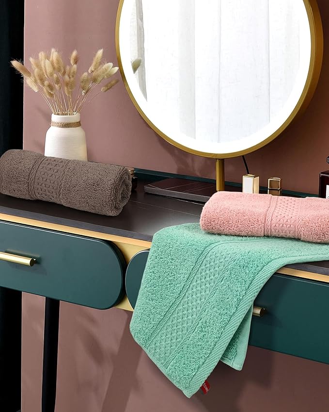 Cleanbear Face-Cloth Washcloths Set,100% Cotton, High Absorbent, 6-Pack 6 Colors, Size13 x13-deep Color