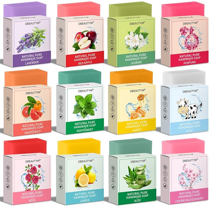 12 Pack Bar Soap Gifts,Stocking Stuffers for Teen Girls,Christmas Gifts for Women,Bridesmaid Gifts,Teacher Appreciation Gifts Nurse Gifts, Natural Plant Fragrance Bath Soaps Travel Size Hands Wash Bar