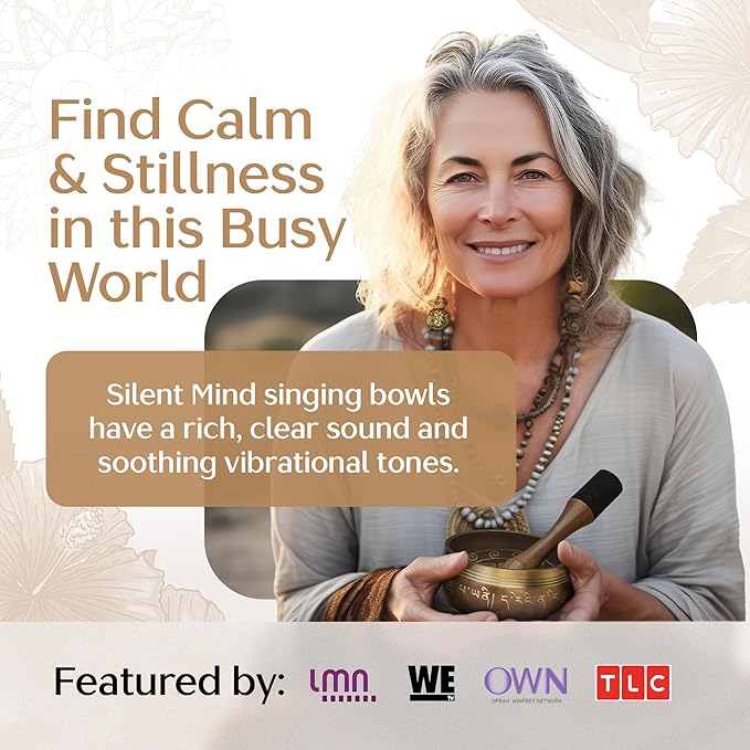 Handmade Tibetan Etched Singing Bowl Set with Case – Meditation Bowl & Sound Bowl with Cushion, Mallet & Guide – Hand-Tuned Meditation Bowl for Relaxation – Yoga Relaxation Accessories