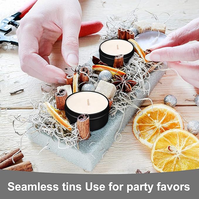 DINGPAI Candle Tin 18 Pcs, 4oz Candle Containers for DIY Candle Making, Black Color, Arts & Crafts, Storage and Holiday Gifts