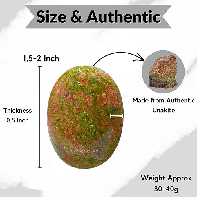 Amazing Gemstone Unakite Crystals and Healing Stones - Large Palm Stone Crystals Piedra - Crystal for Good Luck, Balanced Positive Energy, Meditation - Unique Stocking Stuffers Gifts for Women, Men