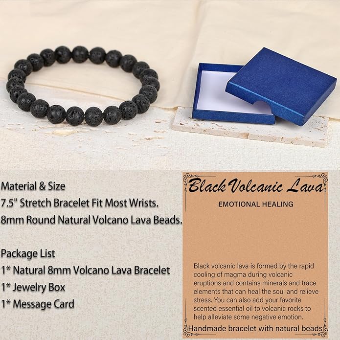 LPBeads Handmade Natural Gemstone Stretch Elastic Bracelet Healing Crystal Round Stone Beads Jewelry Gifts for Women Men