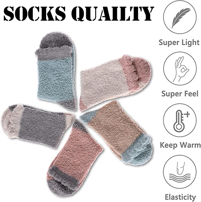 LINEMIN Womens Fuzzy Socks Cozy Fluffy Winter Warm Slipper Socks Microfiber Soft Home Sleeping Socks
