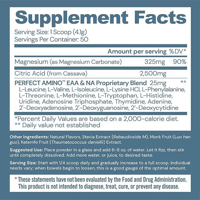 BodyHealth Body Calm Enhanced with PerfectAmino, High Absorption Magnesium Supplement for Men and Women, Magnesium Powder for Sleep, Berry Lemon (50 Servings)