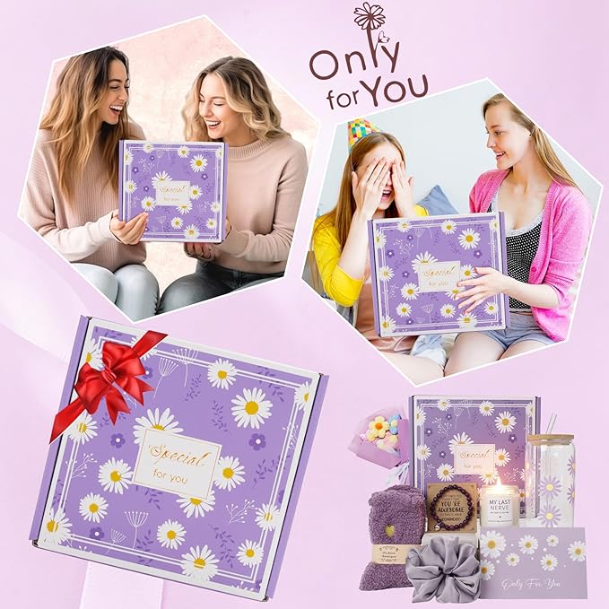 Gift Baskets for Women, Gifts for Women, Mom, Wife, Girlfriend, Sister, Her - Happy Birthday, Christmas, Valentine's Day, Mothers Day Gifts (Purple)