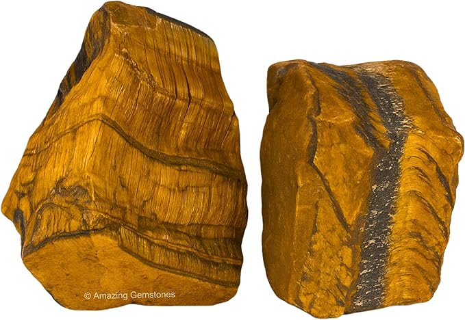 Amazing Gemstone Tiger Eye Raw Crystals and Healing Stones, Natural Rocks for Tumbling and DIY Raw Stones and Crystals (5 Pieces)
