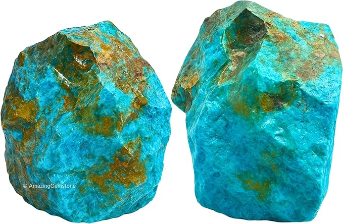 Amazing Gemstone Chrysocolla Shattuckite Raw Crystals and Healing Stones, Natural Rocks for Tumbling - DIY Raw Stones and Crystals, 2 Pieces