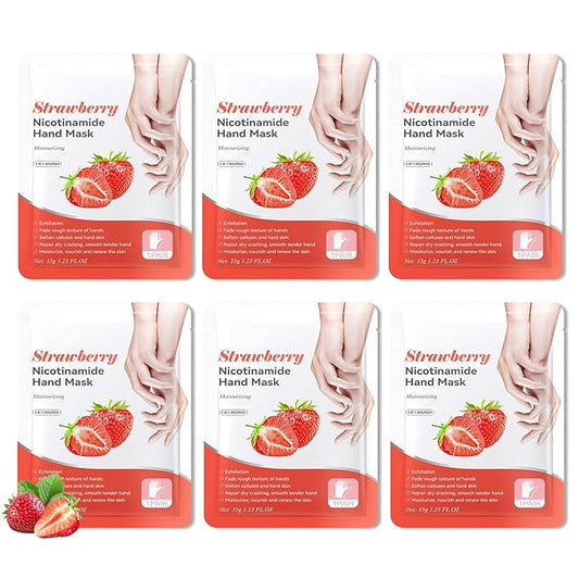 Hydrating Hand Masks, 6PCS Hand Mask Moisturizing Gloves for Men Women, Smooth Long Lasting Soft Exfoliating Hand Peeling Spa Mask Moisturizer Beauty Gift Set for Dry Cracked Rough Dull Hands（F)