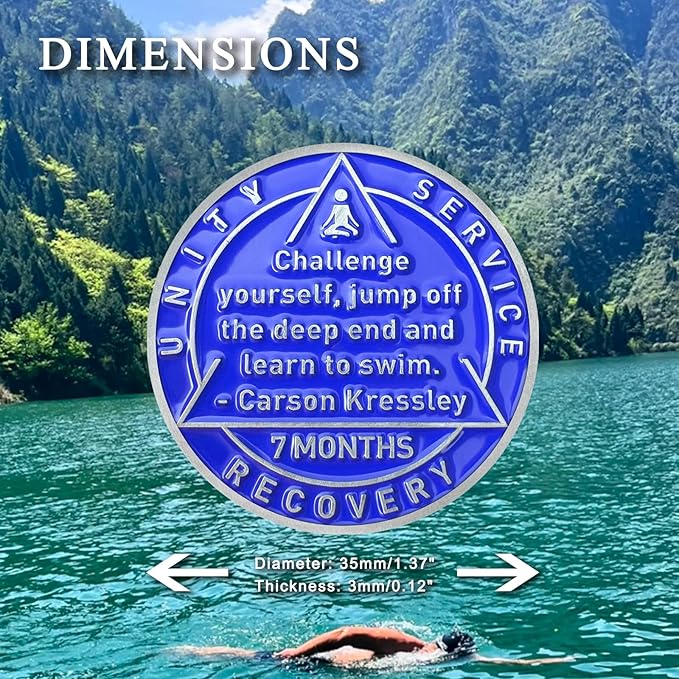 7 Month Sobriety Coin Sobriety Chips AA Chip AA Coins Sober Token Recovery Medallion NA Chips NA Coins from 1 to 12 Months Plastic case Included-Baking Paint Process