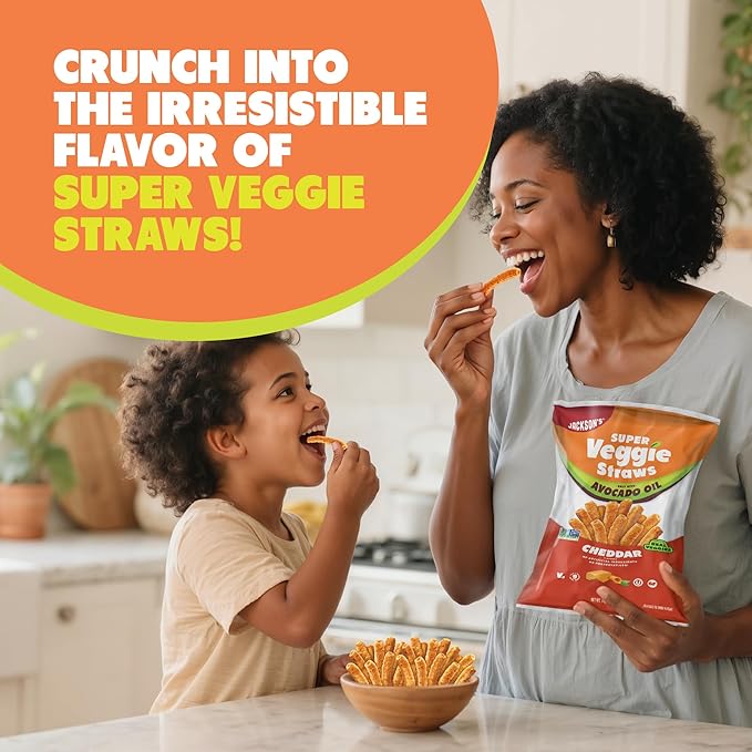 Jackson’s Super Veggie Straws™ Variety Pack (5 oz, Pack of 6) – Ranch, Cheddar, Sea Salt – Gluten Free, Made with Premium Avocado Oil, Veggie Chips, Snack Variety Pack, Veggie Straws Individual Bags