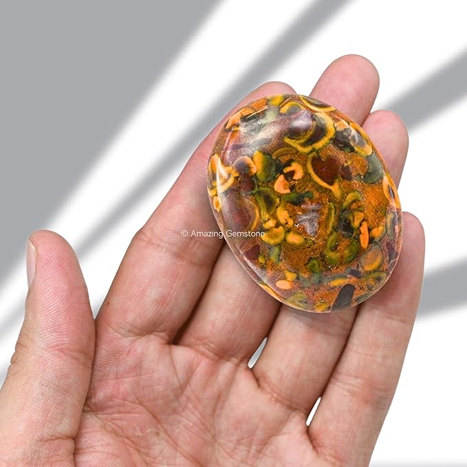 Amazing Gemstone Fruit Jasper Palm Stone - Healing Crystal