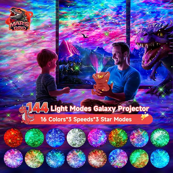 Dinosaur Night Light-Projector,22 White Noises+316 Color Modes Galaxy-Lights for Bedroom, Bluetooth Speaker Light for Bedroom, Star-Projector Galaxy Light