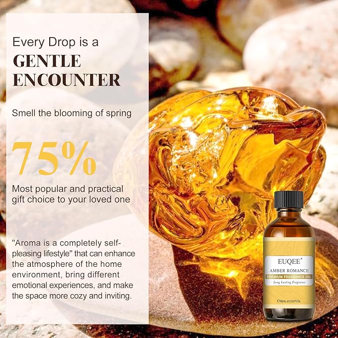 EUQEE Amber Romance Fragrance Oils, 2.02 Fl oz/ 60ml Essential Oils for Diffuser, Candle Making, DIY Soap with Glass Dropper