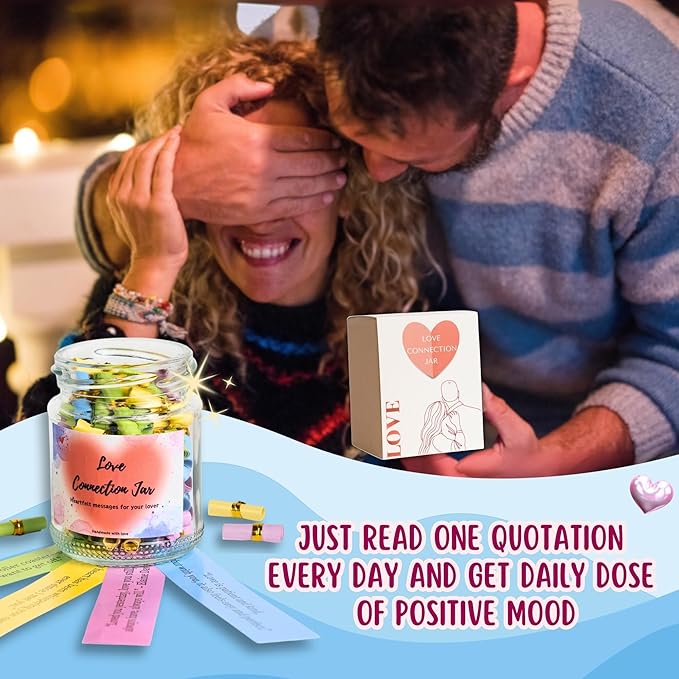 90 PCS Love Notes Jar, Long Distance Relationship Gifts, Gifts for Him, Couples Gifts, Gifts for Boyfriend Girlfriend Wife Husband, Gifts for Men, I Love U
