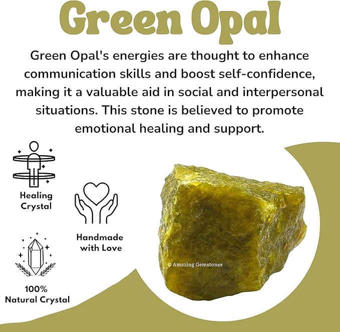 Amazing Gemstone Green Opal Raw Crystals and Healing Stones, Natural Rocks for Tumbling - DIY Raw Stones and Crystals, 2 Pieces