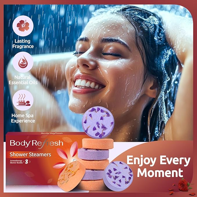 Shower Steamers Aromatherapy - 8 Pack Shower Bombs with Natural Essential Oils, Birthday Gifts for Women Self Care Relaxation Home SPA Stress Relief, Gifts for Girlfriend Teacher Womens Christmas Gift