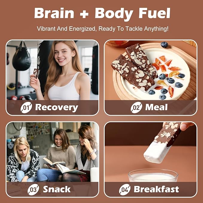 DUJOSOO Protein Wafer Bar,Crispy - Silky Texture with Almond Chunks,13g Premium Protein,2g Low Sugar,Add chia seeds,2g Dietary Fiber,Rich in Collagen, Vitamin E and Omega-3,Nutritious Snacks to Support Energy,12 Count(Pack of 1)