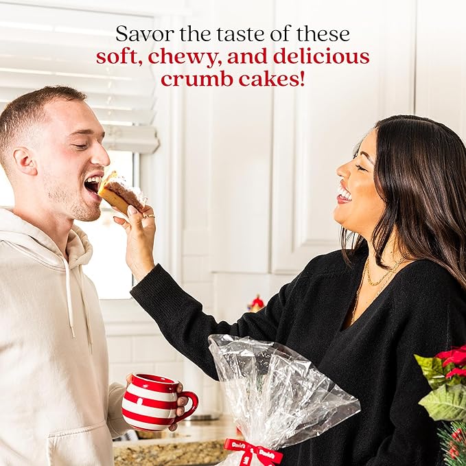 David's Cookies Fresh Baked Gourmet Crumb Cake Food Gift Basket - Gourmet Crumb Cake Assortment With Original Butter, Raspberry Gift Basket - Ideal Gift for Corporate Birthday Fathers Mothers Day Get Well and Other Special Occasions - 2 lb (14 pcs)