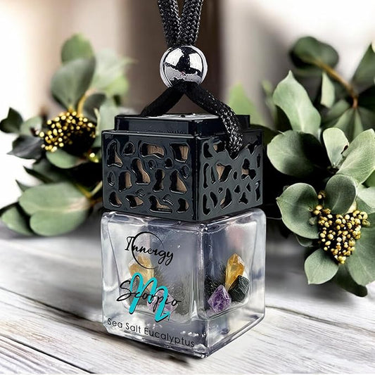 Innergy Scorpio Zodiac Crystal Infused Car Air Freshener - Portable 8 ml. Hanging Essential Oil Diffuser for Vehicle, Long-Lasting Fragrance, Eco-Friendly Design, Freshness On The Go!