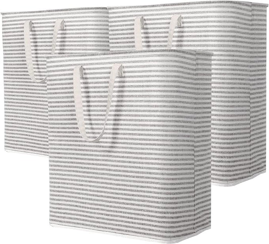Lifewit 3 Pack Laundry Hamper Large Collapsible Laundry Baskets, Freestanding Waterproof Clothes Hamper with Easy Carry Handles in Laundry Room Bedroom Bathroom College Dorm for Adults, Gray, 3 x 100L