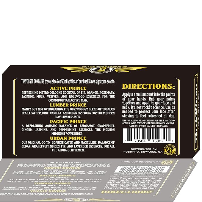 BushKlawz Classic Refreshing Cooling Soothing Barbershop After Shave Lotion Balm Toner Splash Variety Sampler Travel Kit Satisfy all Types of Viking Cannon Black Prime AfterShave Tonic Cologne