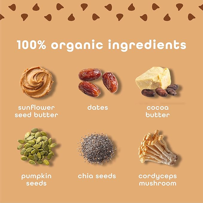 Feel Vegan Protein Bars | Cookie Dough | Keto | Gluten Free | Organic | Cordyceps | 15g Protein | Low Carb | Dairy Free | Grain Free | Nut Free | Soy Free | Non GMO - 10 Pack