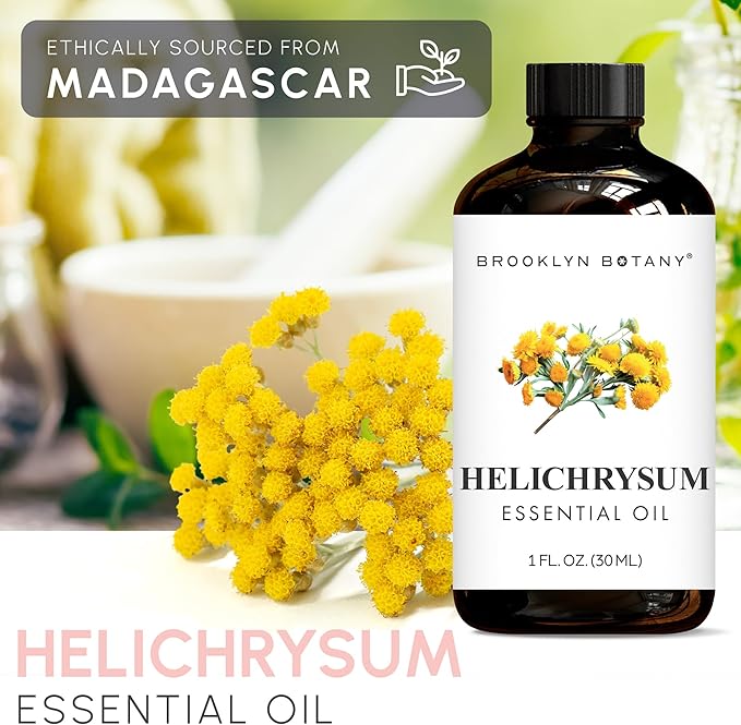 Brooklyn Botany Helichrysum Essential Oil - 100% Pure and Natural - Premium Grade Oil with Dropper - for Aromatherapy and Diffuser - 1 Fl Oz