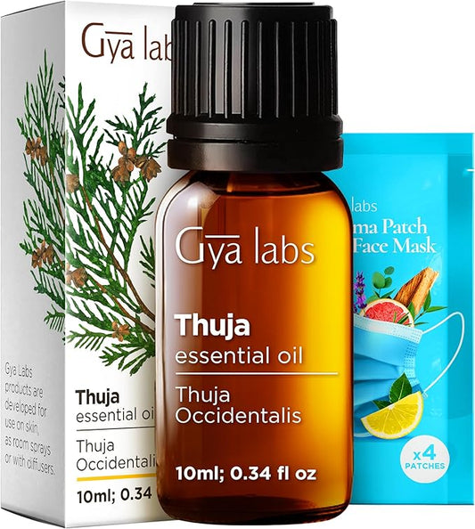 Gya Labs Thuja Essential Oil - 0.34 Fl Oz - for Hair, Skin, Diffuser, Aromatherapy & DIY Candle Making Scent