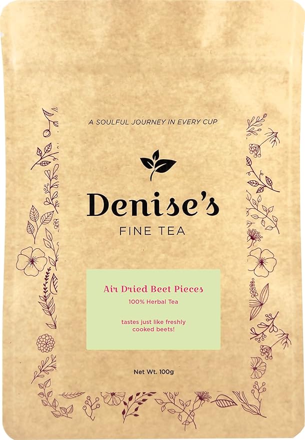 Denise's Fine Tea, Air Dried Beet pieces, Herbal Tea, Caffeine-Free Fruit, Loose, Kosher, Vegan (100g)