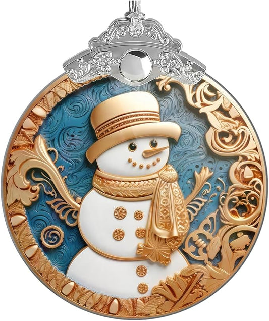 2025 Christmas Ornament, Stained Glass Effections, Christmas Tree 4 Inch Acrylic Ornament Art, Gag Gifts Funny Adult, Christmas Decor (Yellow Hat Snowman)