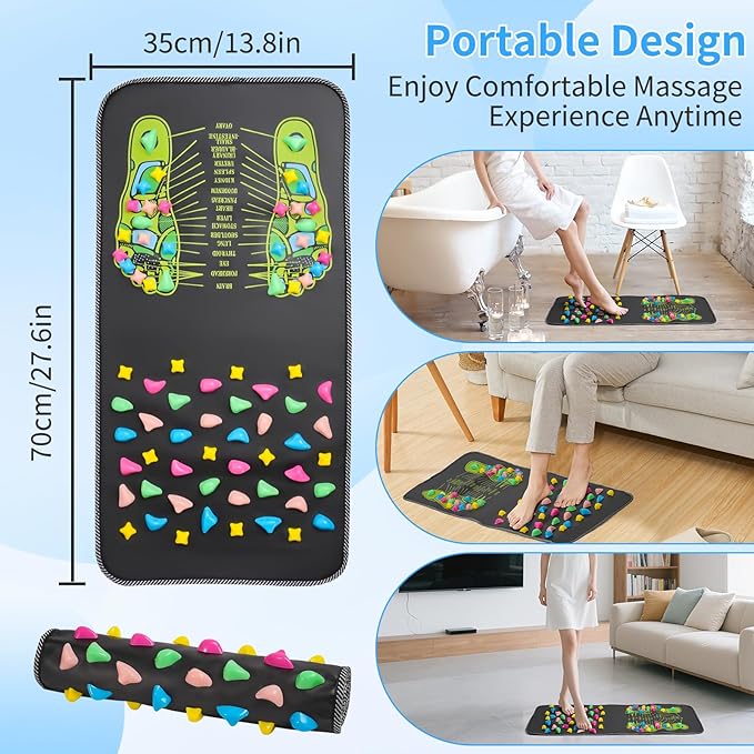 Foot Massage Acupressure Mat,Foot Therapy Anti-Fatigue Pressure Point Massage Mat and Standing and Walking Massage Pad for Stress,Pain and Fatigue Relieve（26 x 13 inches