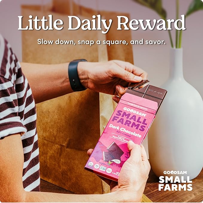 GoodSAM Organic 80% Dark Chocolate Bars (Pack of 3) - Non GMO, Vegan, Regenerative Farming, Direct Trade