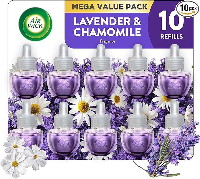 Air Wick Plug in Scented Oil Refill, 10ct, Lavender & Chamomile, Air Freshener, Essential Oils, Eco Friendly