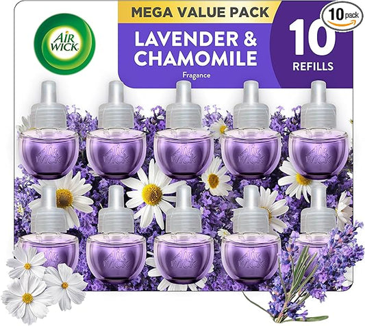 Air Wick Plug in Scented Oil Refill, 10ct, Lavender & Chamomile, Air Freshener, Essential Oils, Eco Friendly