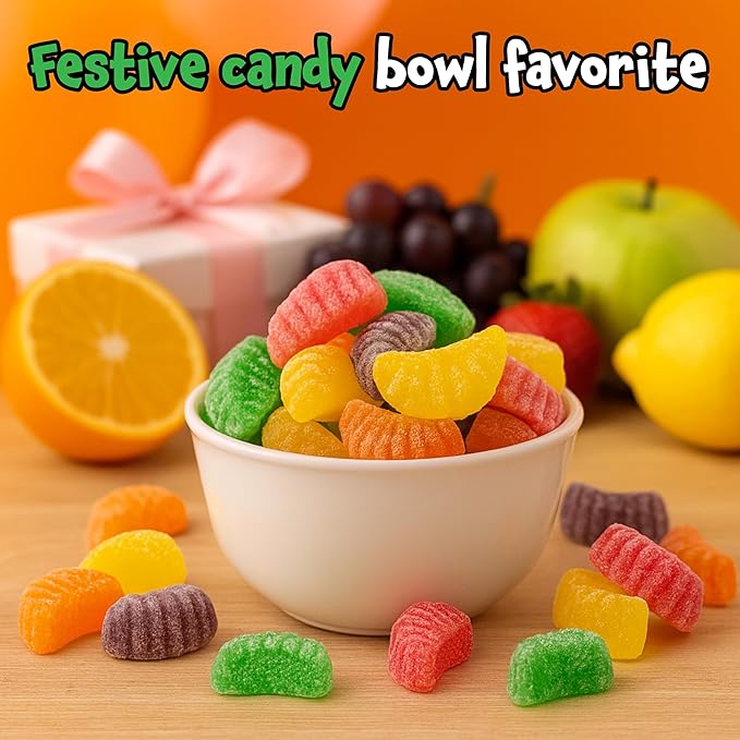 Fruit Slices - 2 Pound Bulk Pack (About 65 Count) - Assorted Jelly Candy - Unwrapped - Sugar-Dusted Old-Fashioned Sweets