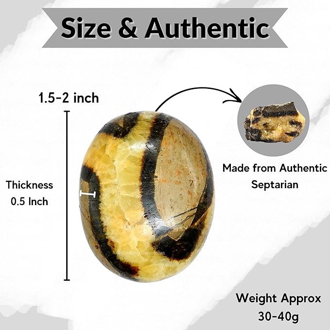 Amazing Gemstone Septarian Crystals and Healing Stones - Large Palm Stone Crystals Piedra - Crystal for Good Luck, Balanced Positive Energy, Meditation - Unique Stocking Stuffers, Gifts for Women, Men