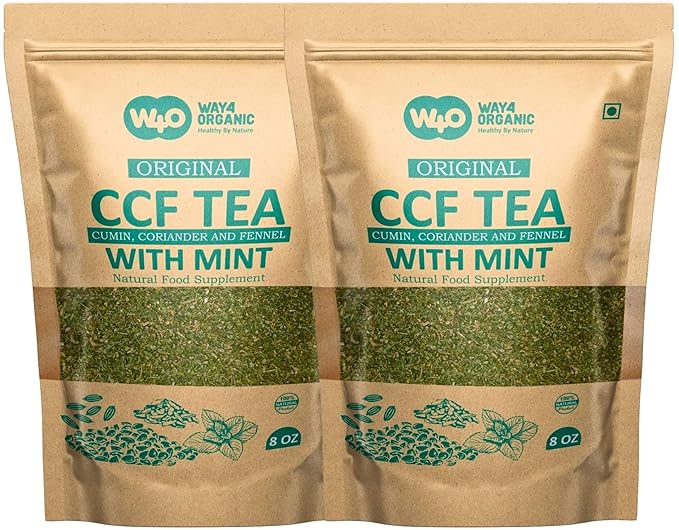 CCF Tea (Cumin, Coriander, Fennel) with Mint - Digestive Tea to Support Natural Detoxification 8 Ounces (Pack of 2)