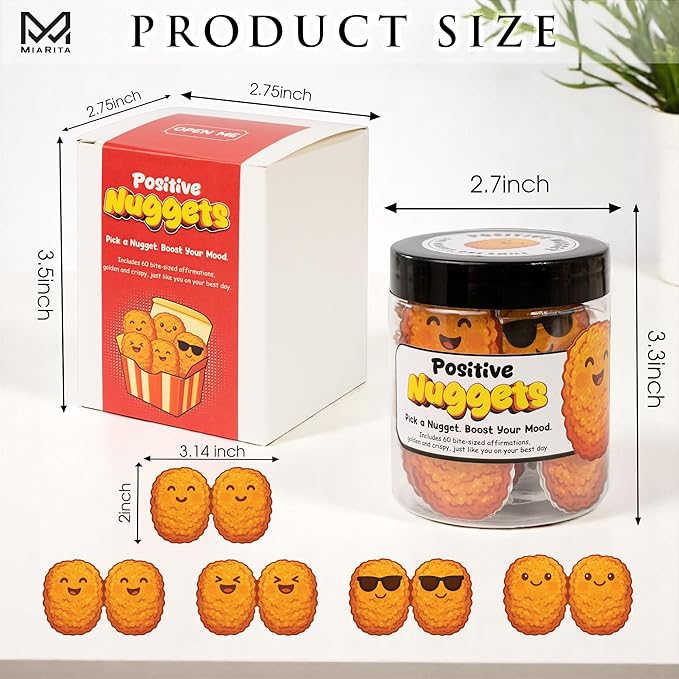 Emotional Supports Nuggets Jar, 60 Positive Chicken Nuggets Cards for Women, Teen Girl Room Decor, Teen Girl Gifts Trendy Stuff, White Elephant Gifts, Back to School Gifts