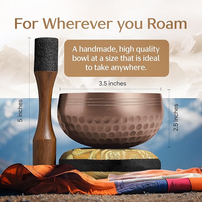 Tibetan Singing Bowl Set – Authentic Plain Design – Sound Bowl & Meditation Bowl with Cushion, Mallet & Guide – Sound Healing Bowls – Yoga Accessories for Relaxation – Therapeutic Harmony
