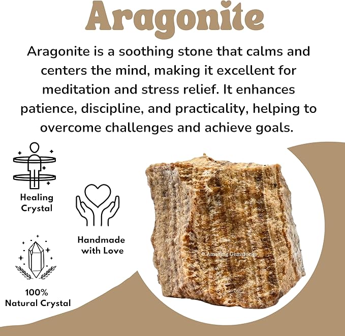 Amazing Gemstone Aragonite Raw Crystals and Healing Stones, Natural Rocks for Tumbling - DIY Raw Stones and Crystals, 2 Pieces