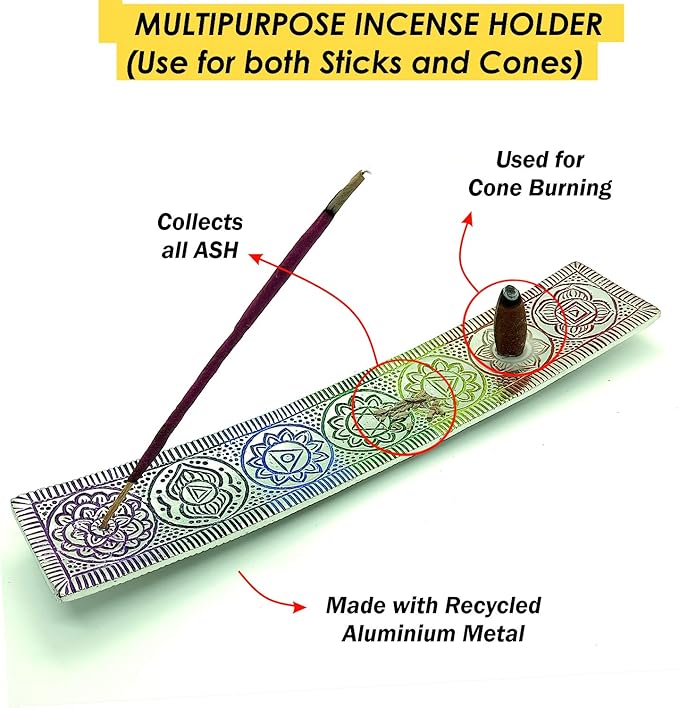 Chakra Incense Holder for Sticks - Handmade Dual Inscents- Holders | Perfect as Spiritual or Meditation Insense Holder (10 inch)