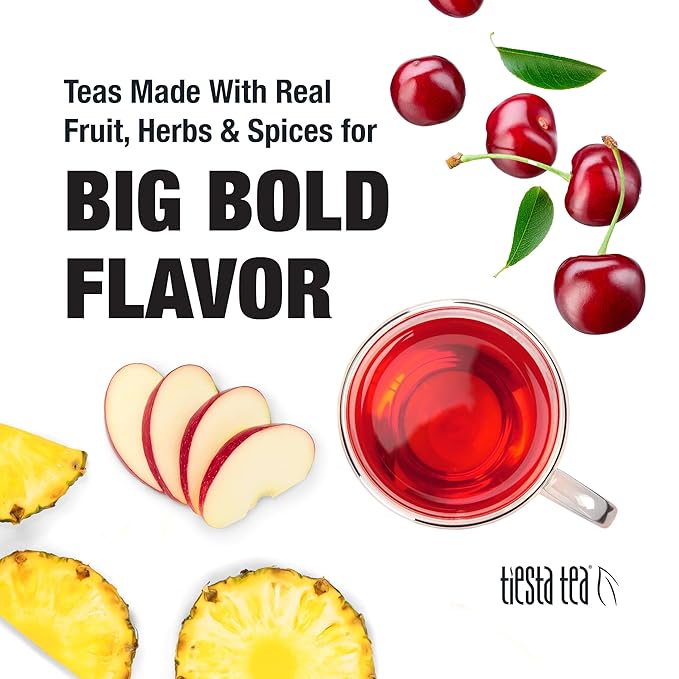 Tiesta Tea - Cherry Punch, Loose Leaf, Sweet Cherry Herbal Tea, Premium Blend, Non-Caffeinated Fruit Blend, Hot or Iced Up to 200 Cups, 16oz Resealable Pouch