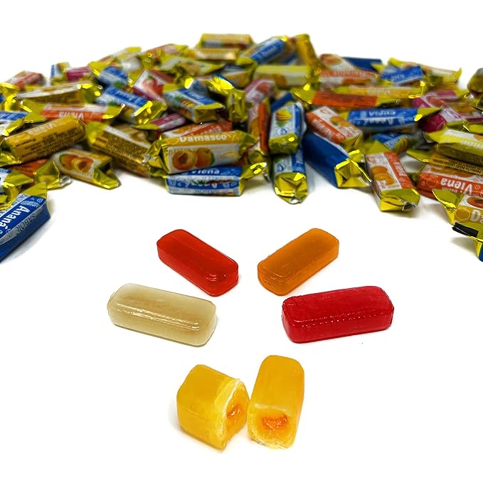 Halloween Fruity Hard Candy Filled With Real Fruit Pulp - 3 lbs - Peach, Strawberry, Pineapple, Orange and Lemon Flavored Bon Bons Filled with Real Fruit Pulp - Bulk American Vintage Candy Assortment - Individually Wrapped, 48 oz.
